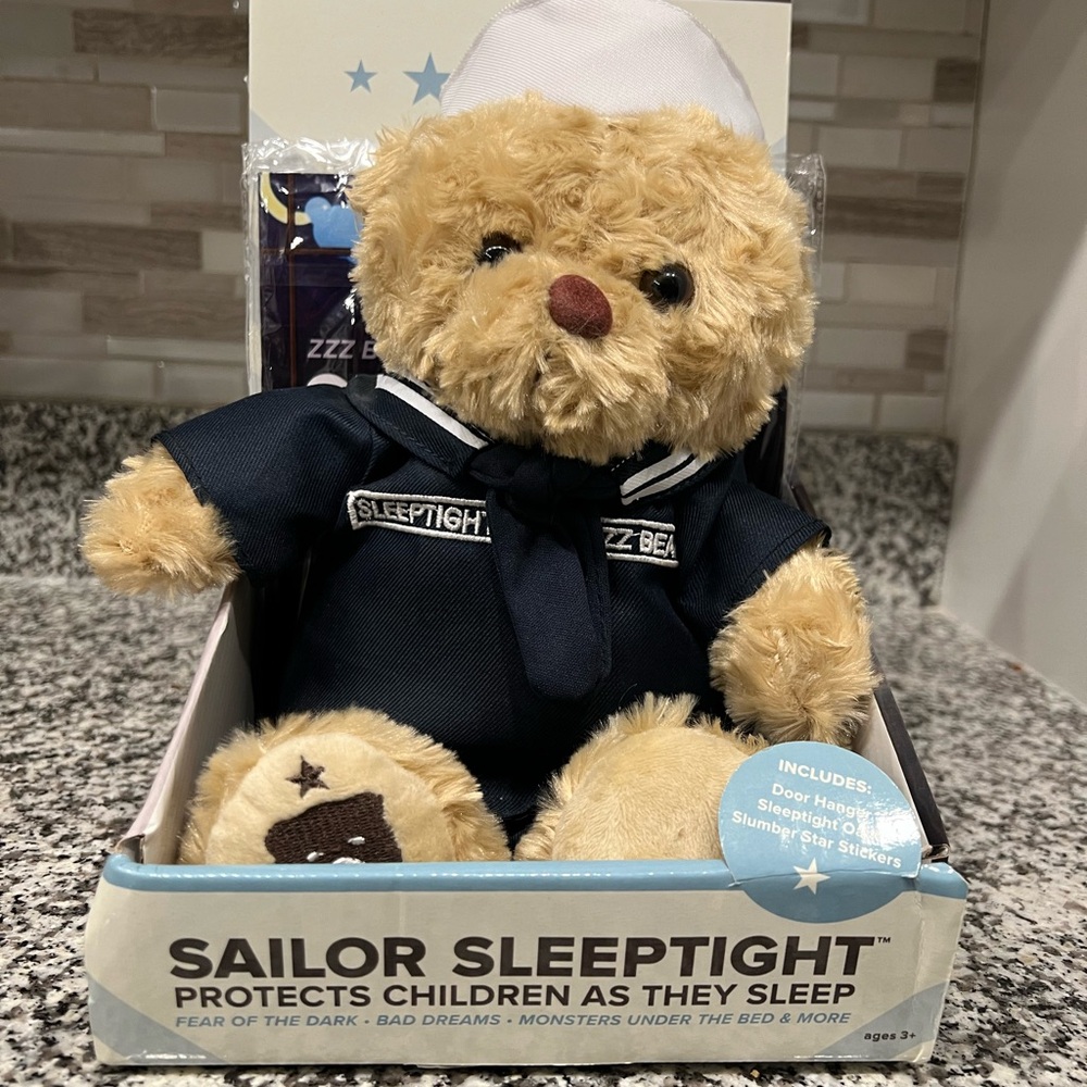 Stuffed Bear - Brown and Blue